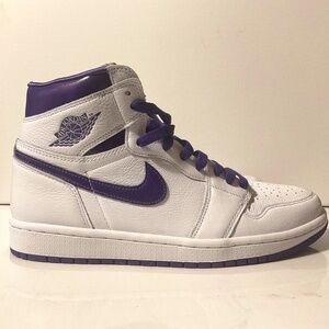 Nike Sneakers Air Jordan 1 White Purple High top Sz 9.5 New